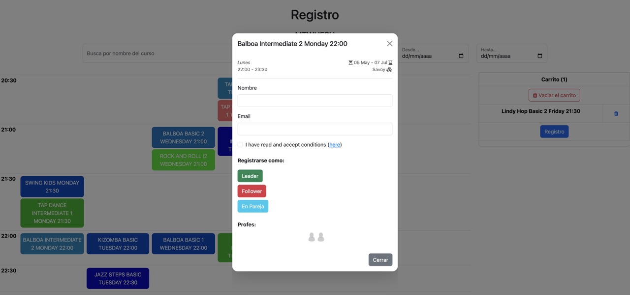 screenshot swingoffice - Dance school management software for Swing dance academies or schools